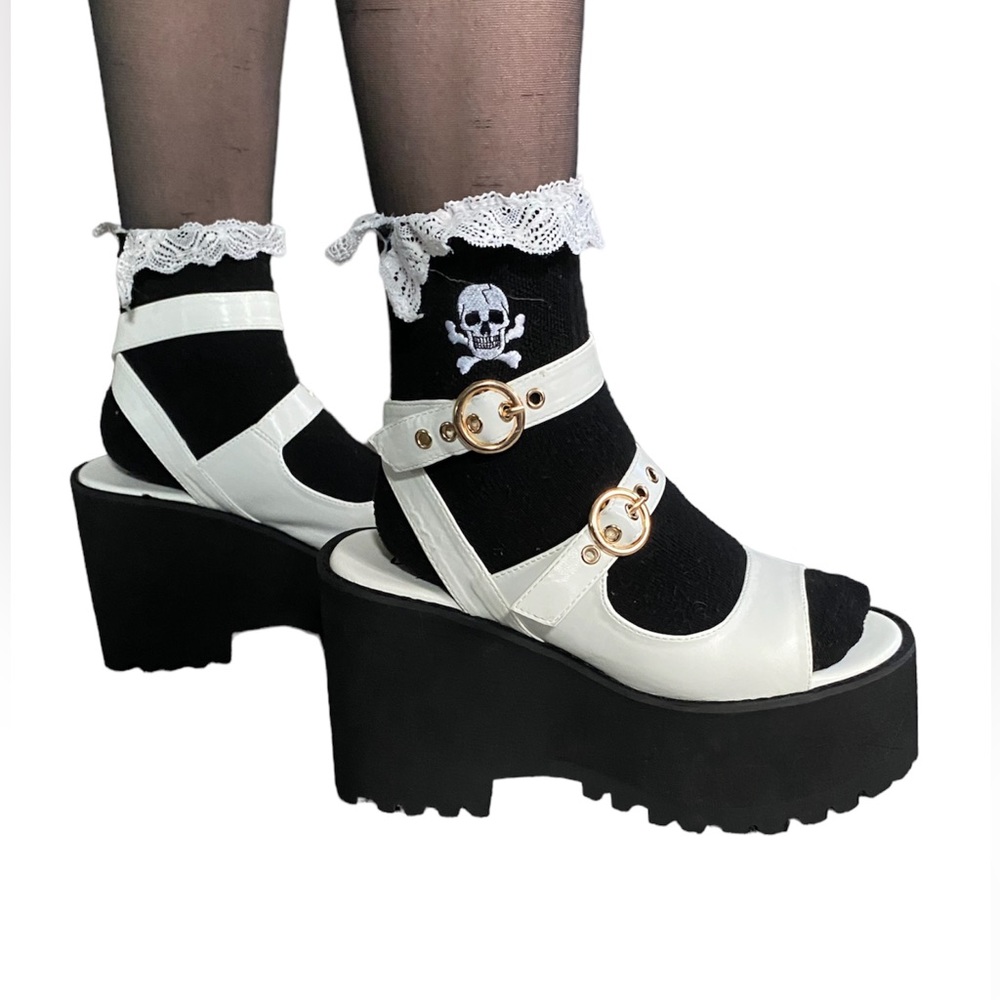 Lemon Drop by DollsKill | NWOT’s platform strappy Y2K gothic grunge sandals - Picture 4 of 10
